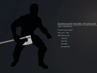 Darksword Nordic Knotwork Axe Low-poly 3D model