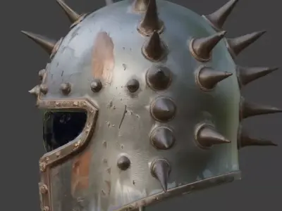 Wasteland Spiked Pit-Fighter Helmet 3D Model Low-poly 3D model