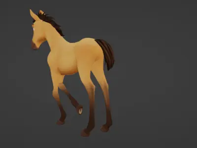 Cute Horse Low-poly 3D model