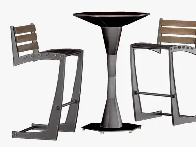 Zen Chair and Geo table 3D model