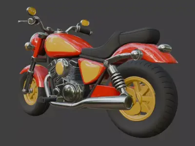 Cartoon Red Motorcycle 3D Model 3D model 2
