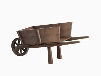 Medieval Wooden Cart 01 Low-poly 3D model