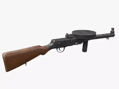 Degtyaryov PPD-30 Submachine Gun Low-poly PBR Low-poly 3D model