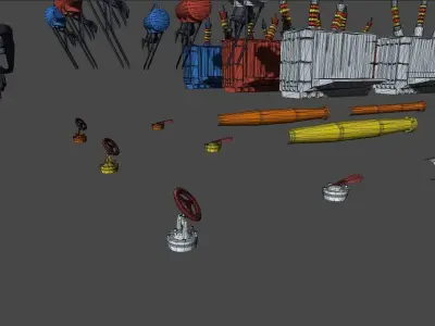 Cartoon industrial props Low-poly 3D model