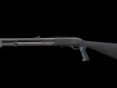 Low Poly Shotgun with textures Free low-poly 3D model