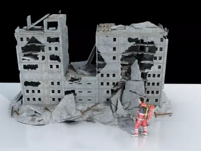 Urban ruins  Low-poly 3D model