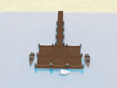 Marina for boats 3D model 3D model