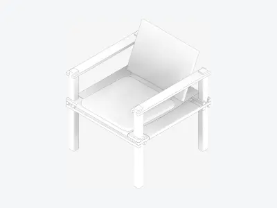 Chair - Armchair - Contemporary - Fire Low-poly 3D model