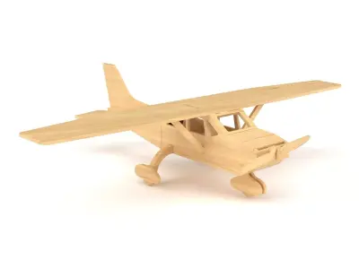 Wooden toy airplane 07 3D model