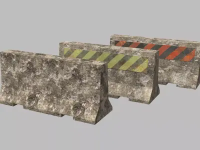 Concrete Barriers Low-poly 3D model purchase