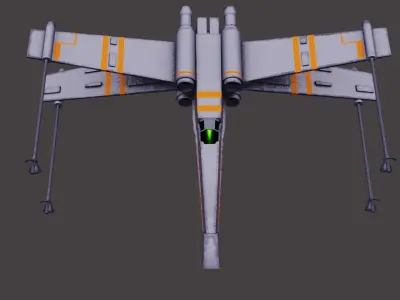 The X Wing star wars - fighter flying in sky 3D model