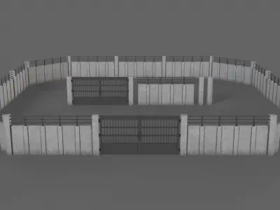 PBR Gate and Wall 5 Low-poly 3D model