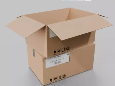 Regular Cardboard Box - Rigged and Fully Customizable Low-poly 3D model