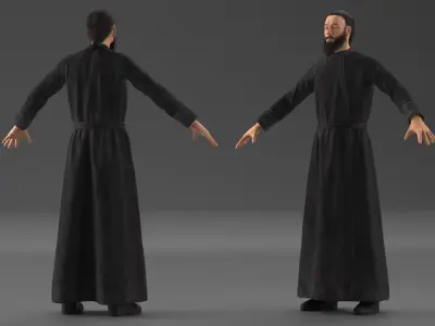 Orthodox Church Monk Wearing Robe A-Pose 3D model