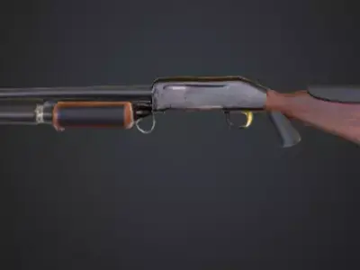 Retro Style Action Movie Shotgun Low-poly 3D model
