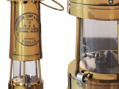Brass and Cast Iron Miners Lantern 3D model