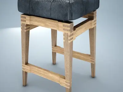 BRIOSCO BLACK LEATHER COUNTER STOOL 3D model