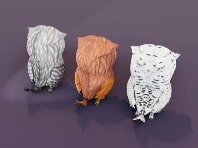 Cartoon Owl 3D Models Low-poly 3D model
