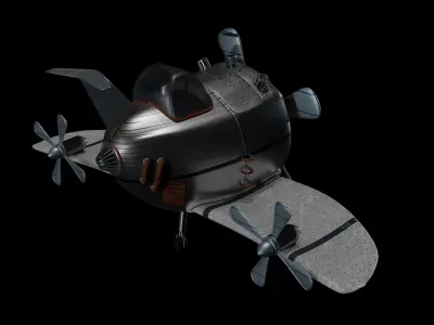 Aircraft airplane with two propellers 3D model