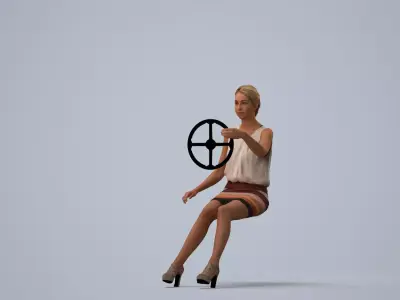 00067Maja002 - Adult Caucasian woman driving car in 3D model
