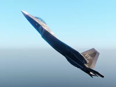 American Fighter Jet F-22 Raptor PBR Low-Poly Game Ready Low-poly 3D model
