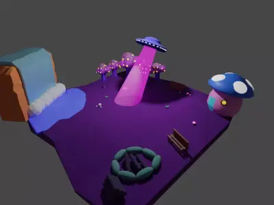 Mushroom Kingdom  Low-poly 3D model