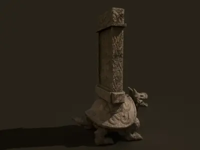 temple stone dragonturtle Low-poly 3D model