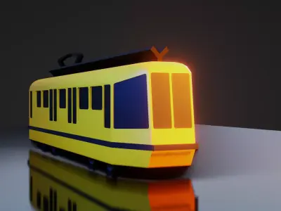 Low Poly Tram for Games and Animations Free low-poly 3D model