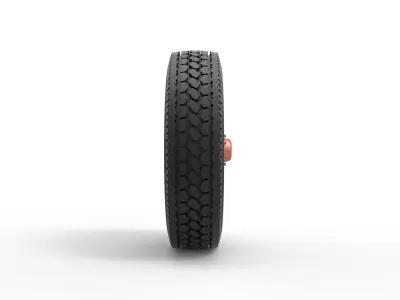 Front 5 spoke wheel of old school truck Scale 1 to 25 3D print model