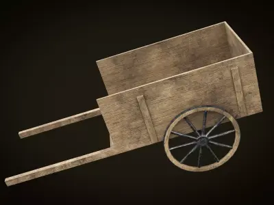 Wooden Cart 02 PBR Low-poly 3D model
