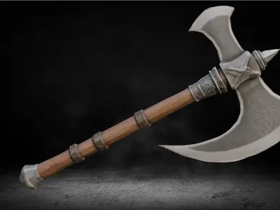 Viking - Medieval OneHand Battle Axe Low-poly 3D Model Low-poly 3D model