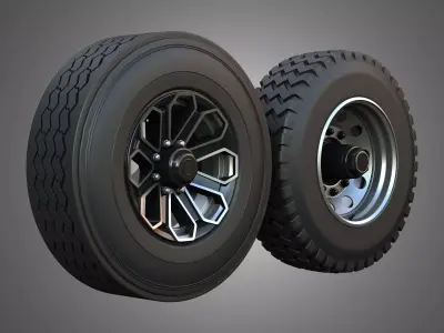 Vehicle Wheels and Tires-B001 - Ready for 3d Print 3D model