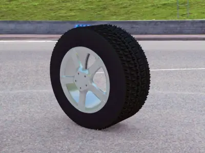 Tyre 3d model car tire in middle of road Free 3D model