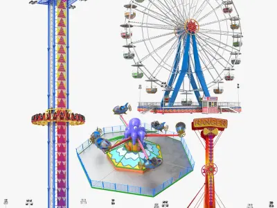  Four Detailed Amusement Park Rides 