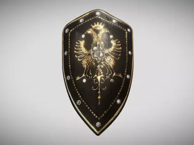 Eagles Medieval Battle Shield Low-poly 3D model