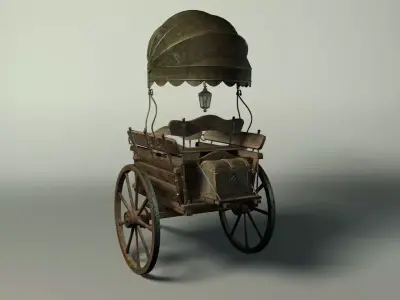 Cart old wood Low-poly 3D model