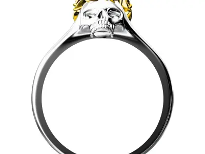 Antique Rose Crown Skull Ring 3D print model
