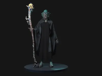 Dark Wanderer - Stylized wizard character Free 3D model