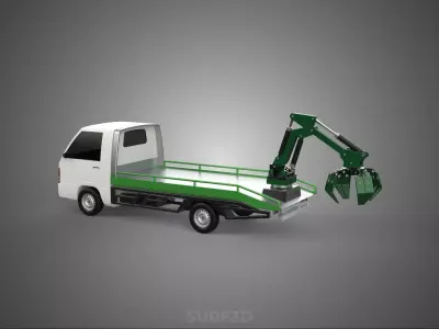 PICK UP PALM OIL FRUIT LOADER GRAB TRUCK CRANE GRABBER JAWS LIFT 3D model