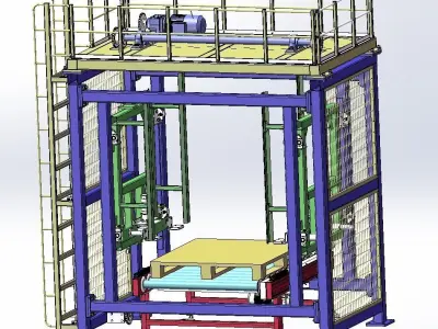 Automatic Palletizing System Machine - Industrial Pallet Stacker 3D model