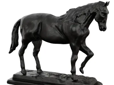 horse statue in two colors Low-poly 3D model