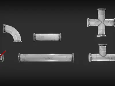 Pipes handle Low-poly 3D model