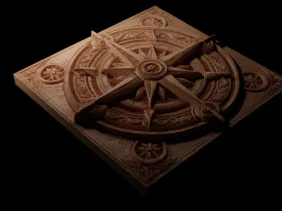 Compass Rose CNC 3d Print High Relief Sand Casting 3D print model