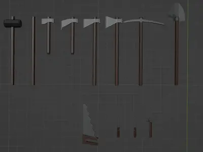 Low poly tools set of 3D model