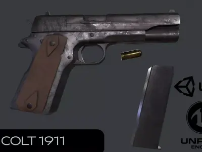 Colt 1911 Gun Low-poly 3D model