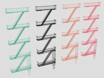 Emergency Fire Escape Stairs 3d model Low-poly 3D model