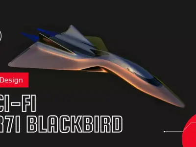 Sci-fi air fighter inspired by the SR71 blackbird 3D model
