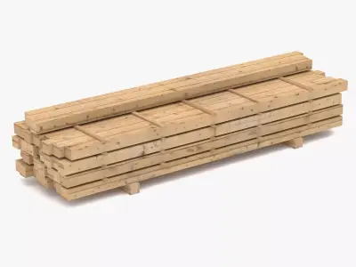 Wooden Beams 01 Low-poly 3D model