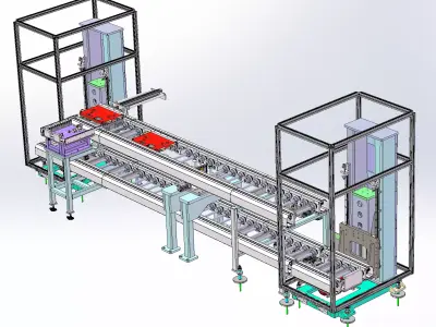 Double-layer conveyor with lifting at both ends 3D model