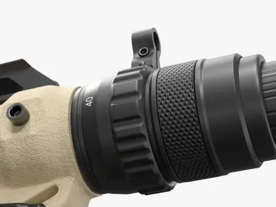 Tactical Spotting Scope on Tripod 3D model